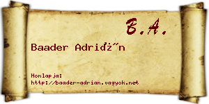 Baader Adrián névjegykártya
